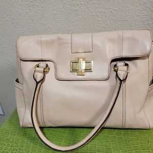 Tignanello women cream leather handbag